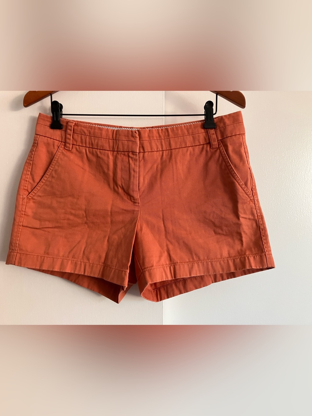 J. Crew High-Waist Cotton Blend Orange Shorts